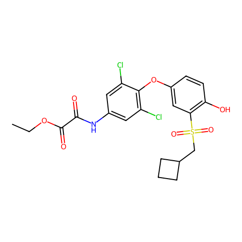 Ethyl 2-[[3,5-dichloro-4-[3-[(cyclobutylmethyl)sulfonyl]-4-hydroxyphenoxy]phenyl]amino]-2-oxoacetate structure