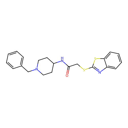 2-(Benzothiazol-2-ylsulfanyl)-N-(1-benzyl-piperidin-4-yl)-acetamide structure