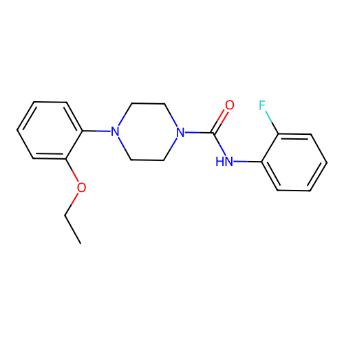 4-(2-ethoxyphenyl)-N-(2-fluorophenyl)piperazine-1-carboxamide structure