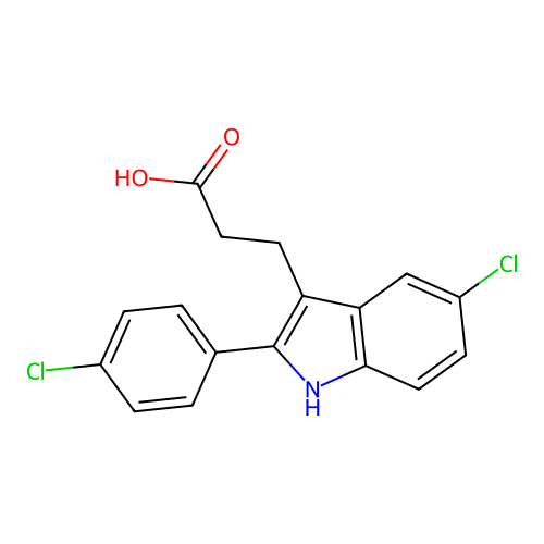 3-[5-chloro-2-(4-chlorophenyl)-1H-indol-3-yl]propanoic Acid structure