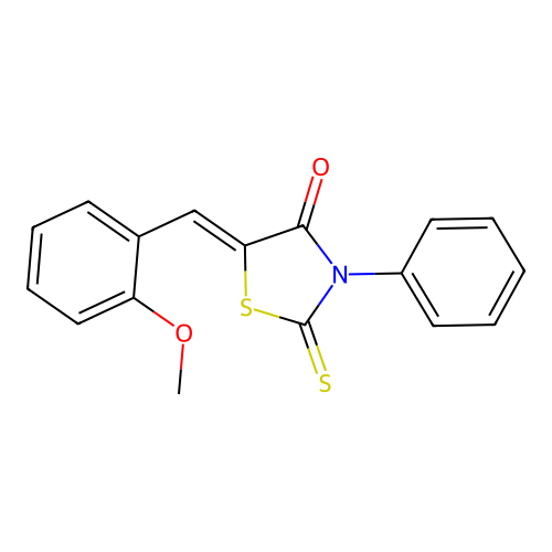 (Z)-5-(2-methoxybenzylidene)-3-phenyl-2-thioxothiazolidin-4-one structure