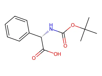 (2R)-2-{[(tert-butoxy)carbonyl]amino}-2-phenylacetic acid structure