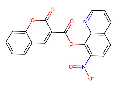 2H-1-Benzopyran-3-carboxylic acid, 2-oxo-, 7-nitro-8-quinolinyl ester structure