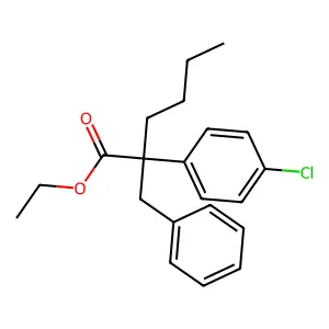 Ethyl alpha-butyl-alpha-(4-chlorophenyl)benzenepropanoate structure