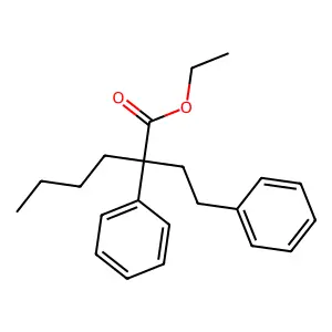 Ethyl 2-phenyl-2-(2-phenylethyl)hexanoate structure