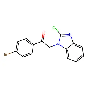 1-(4-bromophenyl)-2-(2-chloro-1H-benzimidazol-1-yl)ethanone structure