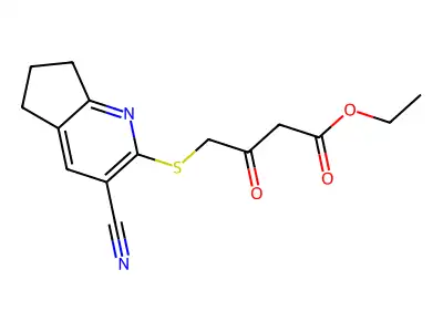 ethyl 4-[(3-cyano-6,7-dihydro-5H-cyclopenta[b]pyridin-2-yl)sulfanyl]-3-oxobutanoate structure