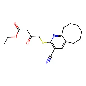 ethyl 4-[(3-cyano-5,6,7,8,9,10-hexahydrocycloocta[b]pyridin-2-yl)sulfanyl]-3-oxobutanoate structure
