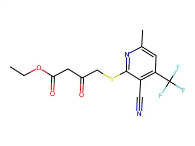 ethyl 4-{[3-cyano-6-methyl-4-(trifluoromethyl)pyridin-2-yl]sulfanyl}-3-oxobutanoate structure
