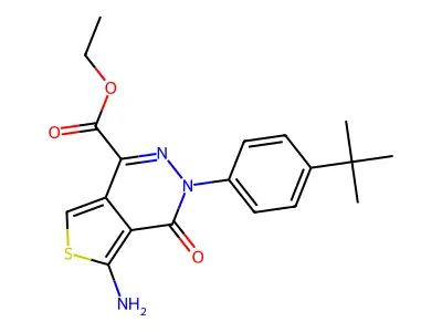 Ethyl 5-amino-3-(4-(tert-butyl)phenyl)-4-oxo-3,4-dihydrothieno[3,4-d]pyridazine-1-carboxylate structure
