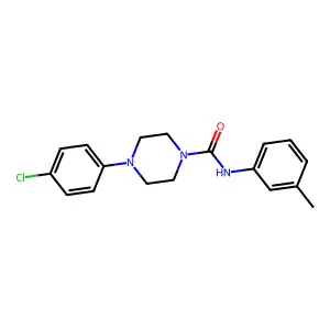 4-(4-chlorophenyl)-N-(3-methylphenyl)piperazine-1-carboxamide structure