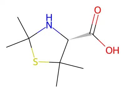 (4R)-2,2,5,5-tetramethyl-1,3-thiazolidine-4-carboxylic acid structure