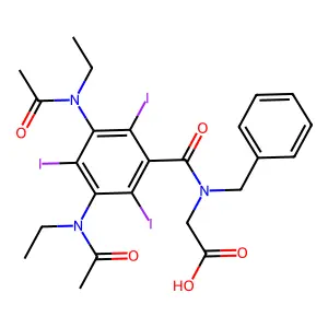 Glycine, N-(3,5-bis(acetylethylamino)-2,4,6-triiodobenzoyl)-N-(phenylmethyl)- structure
