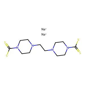 1-Piperazinecarbodithioic acid, 4,4'-ethylenedi-, sodium salt, hydrate (1:2:3) structure