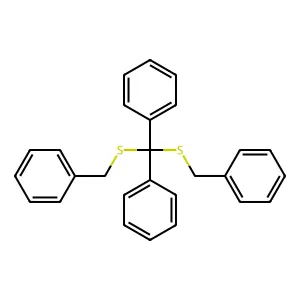 ((((Benzylthio)(diphenyl)methyl)thio)methyl)benzene structure