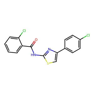 2-chloro-N-[4-(4-chlorophenyl)-1,3-thiazol-2-yl]benzamide structure