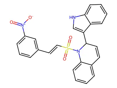 2-(1H-indol-3-yl)-1-[2-(3-nitrophenyl)ethenylsulfonyl]-2H-quinoline structure