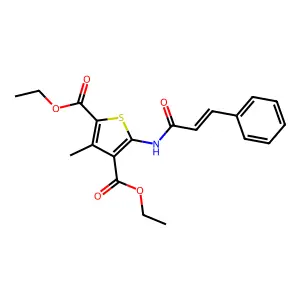 diethyl 3-methyl-5-{[(2E)-3-phenylprop-2-enoyl]amino}thiophene-2,4-dicarboxylate structure