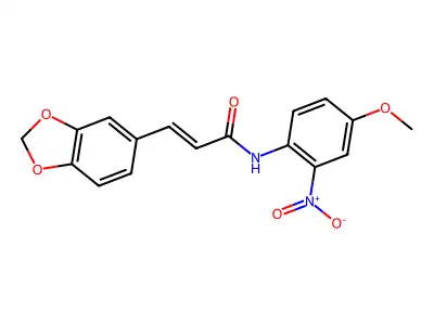 (E)-3-(1,3-benzodioxol-5-yl)-N-(4-methoxy-2-nitrophenyl)prop-2-enamide structure