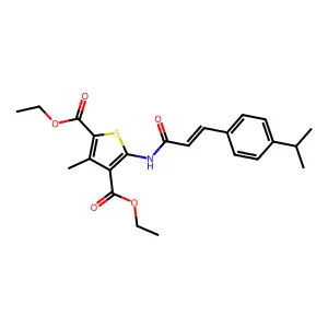 diethyl 5-{[(2E)-3-(4-isopropylphenyl)prop-2-enoyl]amino}-3-methylthiophene-2,4-dicarboxylate structure