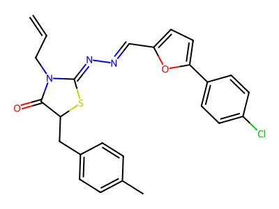5-(4-Chlorophenyl)-2-furancarboxaldehyde 2-[5-[(4-methylphenyl)methyl]-4-oxo-3-(2-propen-1-yl)-2-thiazolidinylidene]hydrazone structure