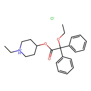1-Ethylpiperidin-4-yl ethoxy(diphenyl)acetate--hydrogen chloride (1/1) structure