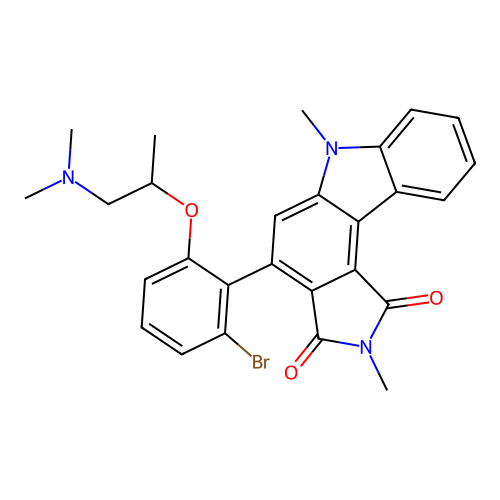 Pyrrolo(3,4-C)carbazole-1,3(2H,6H)-dione, 4-(2-bromo-6-(2-(dimethylamino)-1-methylethoxy)phenyl)-2,6-dimethyl- structure