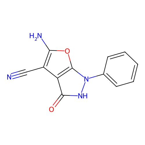 5-amino-3-oxo-1-phenyl-2H-furo[2,3-c]pyrazole-4-carbonitrile structure