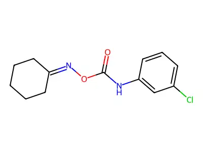 O-(N-(3-Chlorophenyl)carbamoyl)cyclohexanone oxime structure
