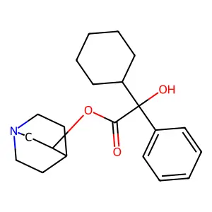 Cyclohexaneglycolic acid, alpha-phenyl-, 3-quinuclidinyl ester structure