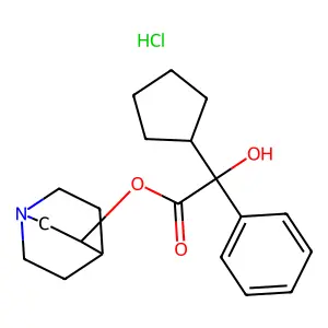 Mandelic acid, alpha-cyclopentyl-, 3-quinuclidinyl ester, hydrochloride structure