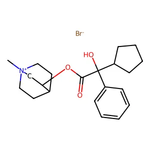Quinuclidinium, 3-hydroxy-1-methyl-, bromide, alpha-cyclopentylmandelate structure