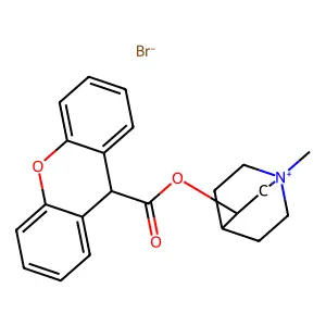 Quinuclidinium, 3-hydroxy-1-methyl-, bromide, xanthene-9-carboxylate structure