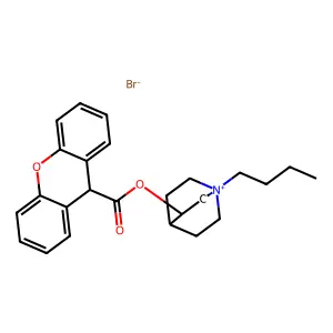 Quinuclidinium, 1-butyl-3-hydroxy-, bromide, xanthene-9-carboxylate structure