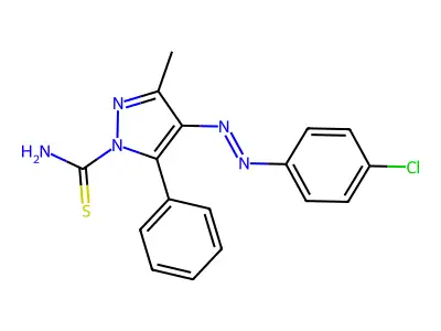 4-[(E)-(4-Chlorophenyl)diazenyl]-3-methyl-5-phenyl-1H-pyrazole-1-carbothioamide structure