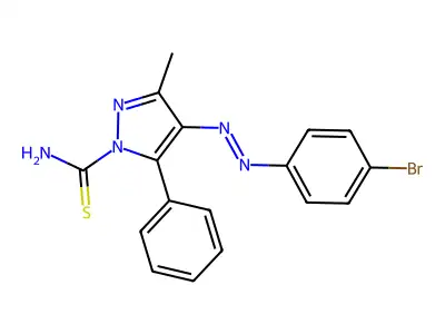 4-[(4-Bromophenyl)diazenyl]-3-methyl-5-phenylpyrazole-1-carbothioamide structure