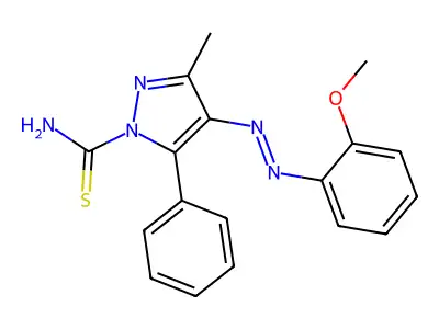 4-[(2-Methoxyphenyl)diazenyl]-3-methyl-5-phenylpyrazole-1-carbothioamide structure