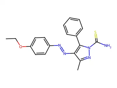 4-[(E)-(4-Ethoxyphenyl)diazenyl]-3-methyl-5-phenyl-1H-pyrazole-1-carbothioamide structure