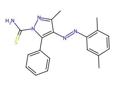 4-[(2,5-Dimethylphenyl)diazenyl]-3-methyl-5-phenylpyrazole-1-carbothioamide structure