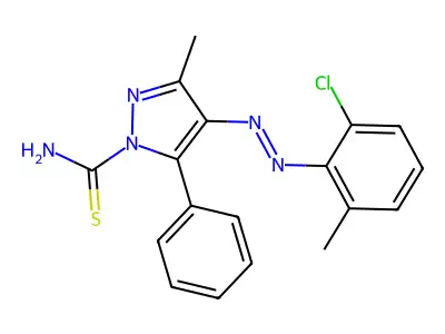 4-[(2-Chloro-6-methylphenyl)diazenyl]-3-methyl-5-phenylpyrazole-1-carbothioamide structure