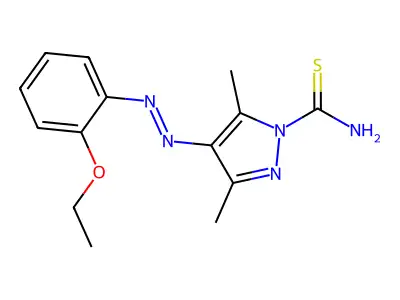 4-[(2-Ethoxyphenyl)diazenyl]-3,5-dimethylpyrazole-1-carbothioamide structure