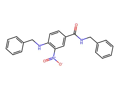N-benzyl-4-(benzylamino)-3-nitrobenzamide structure