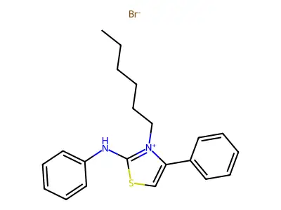 3-Hexyl-4-phenyl-2-(phenylamino)thiazol-3-ium bromide structure