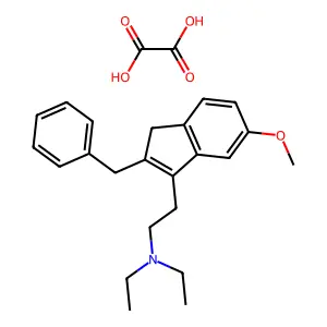 Indene-3-ethylamine, 2-benzyl-N,N-diethyl-5-methoxy-, oxalate (1:1) structure