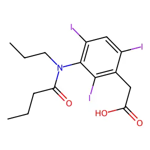 Acetic acid, (3-(N-propylbutyramido)-2,4,6-triiodophenyl)- structure