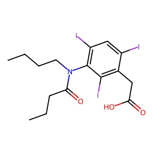 Acetic acid, (3-(N-butylbutyramido)-2,4,6-triiodophenyl)- structure
