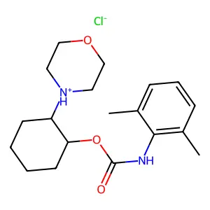 Carbanilic acid, 2,6-dimethyl-, 2-morpholinocyclohexyl ester, hydrochloride structure