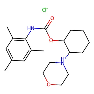 Carbanilic acid, 2,4,6-trimethyl-, 2-morpholinocyclohexyl ester, hydrochloride structure
