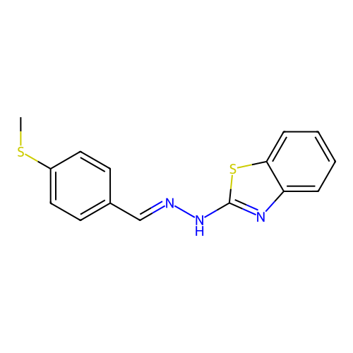 N-[(4-methylsulfanylphenyl)methylideneamino]-1,3-benzothiazol-2-amine structure