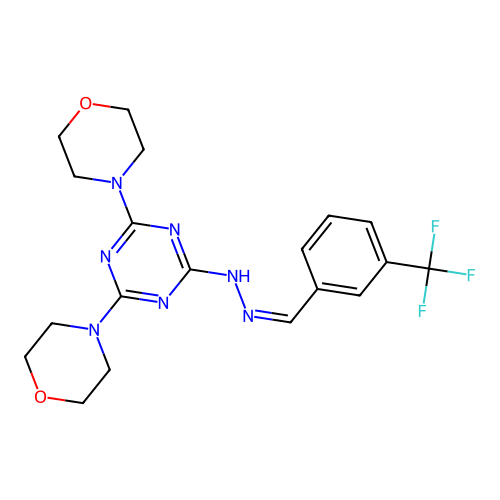 4,6-dimorpholin-4-yl-N-[(Z)-[3-(trifluoromethyl)phenyl]methylideneamino]-1,3,5-triazin-2-amine structure